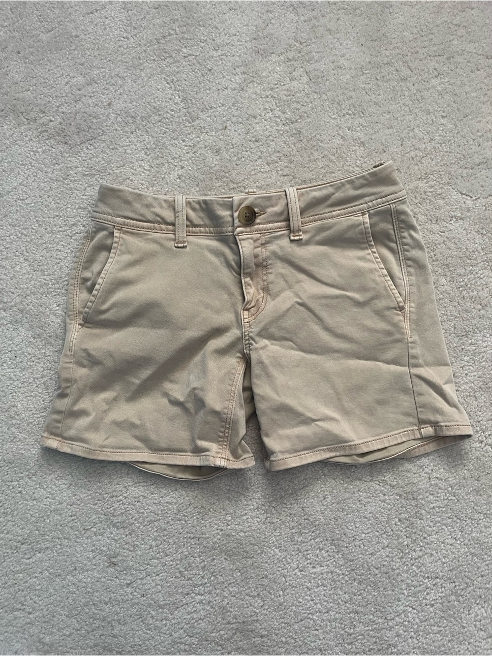 American Eagle Outfitters Neutral Tan Mid-Rise Shorts
